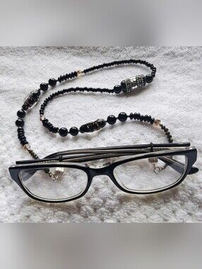 Moonlight Boho Bead Glasses Chain with Silver Accents